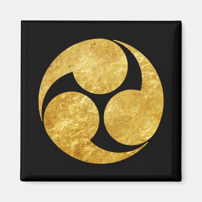 Kobayakawa Mon Japanischer Clan Imitat Gold auf sc Magnet (Vorne)