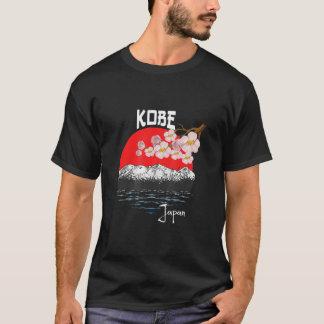 Kobe Japan Flag Cherry Blossom Kunstgift Souvenir T-Shirt