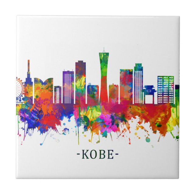Kobe Japan Skyline Fliese (Vorderseite)