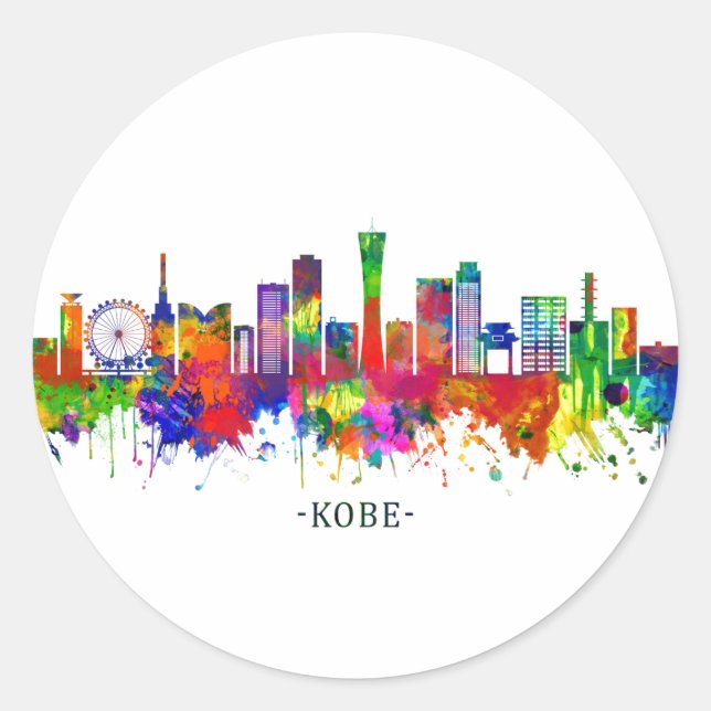 Kobe Japan Skyline Runder Aufkleber (Vorderseite)