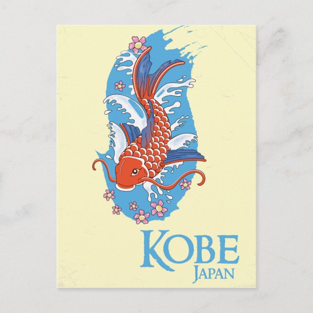 Kobe Japan Vintage Reiseplakat Postkarte (Vorderseite)