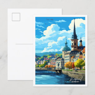 Koblenz Deutschland Kunst Vintage Reise Illustrati Postkarte