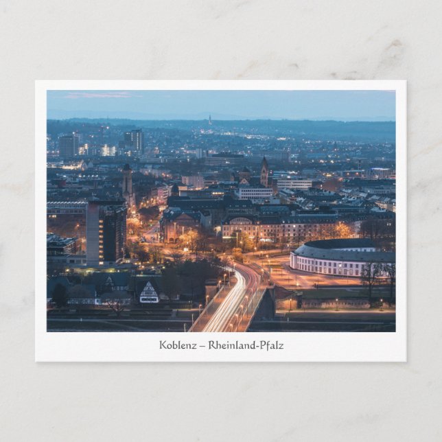 Koblenz in der Nacht Postkarte (Vorderseite)