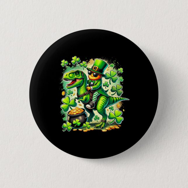 Kobold auf T-Rex Dinosaurier St Pat Trex Patriot Button (Vorderseite)