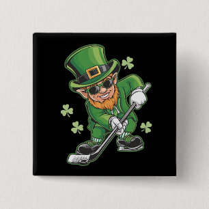 Kobold beim Hockeyspiel St. Patrick's Day Irisch Button