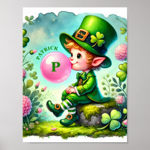 Kobold bläst Kaugummi St. Patrick's Day Poster