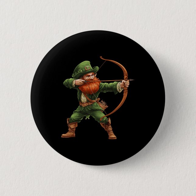 Kobold-Bogenschießen Lustiger Bogenschütze St. Pat Button (Vorderseite)