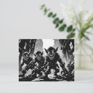 Kobold-Dämonen Verlassene Straße BW 50er Grafiksti Postkarte