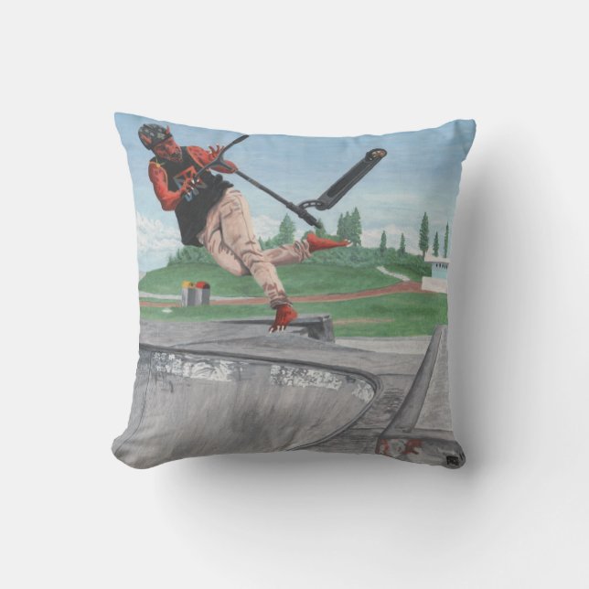 Kobold Kick Scooter Fantasy Art Throw Pillow Kissen (Vorderseite)