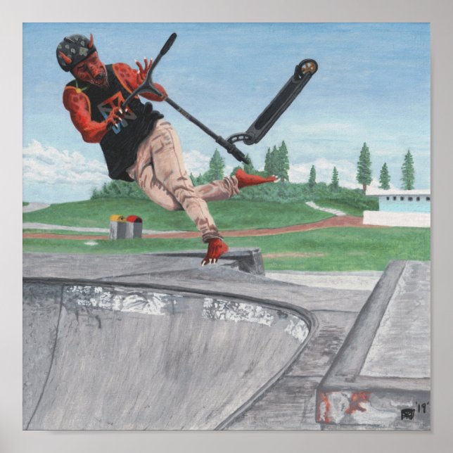Kobold Kick Scooter Sportfantasy Mauer Poster (Vorne)
