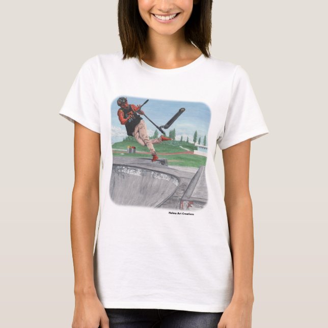 Kobold Kick Scooter Tricks Imaginaire Art T-shirt (Devant)