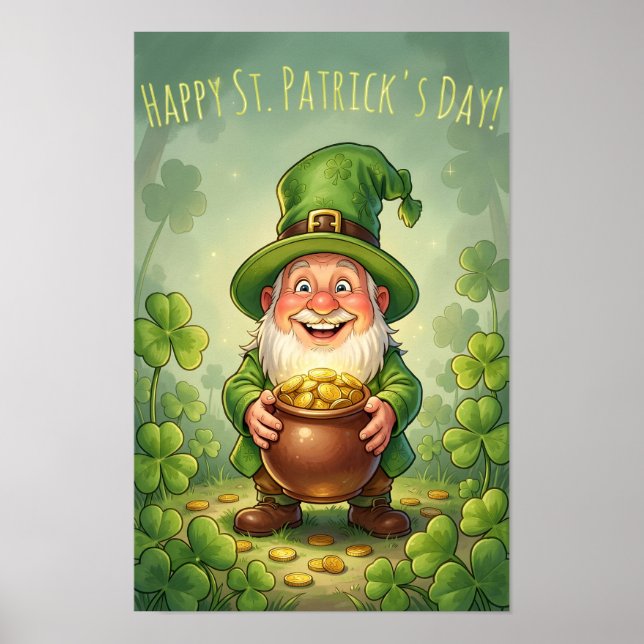 Kobold Leprechaun Frohen St. Patrick's Day Kleebla Poster (Vorne)