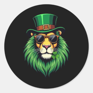 Kobold Löwe St. Patrick's Day Irischer Shamrock L Runder Aufkleber