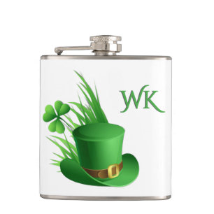 Kobold-Nelken-Hut im Gras-Monogramm Flachmann