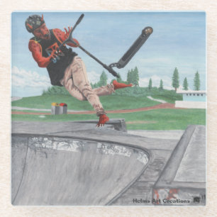 Kobold Scooter Tricks Fantasy Art Glass Untersetze Glasuntersetzer