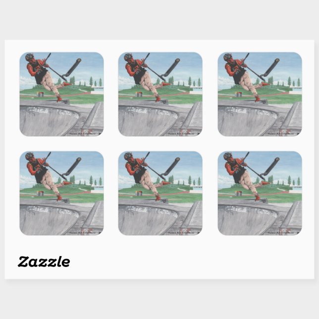 Kobold Scooter tricks Fantasy Art Square Stickers (Blatt)