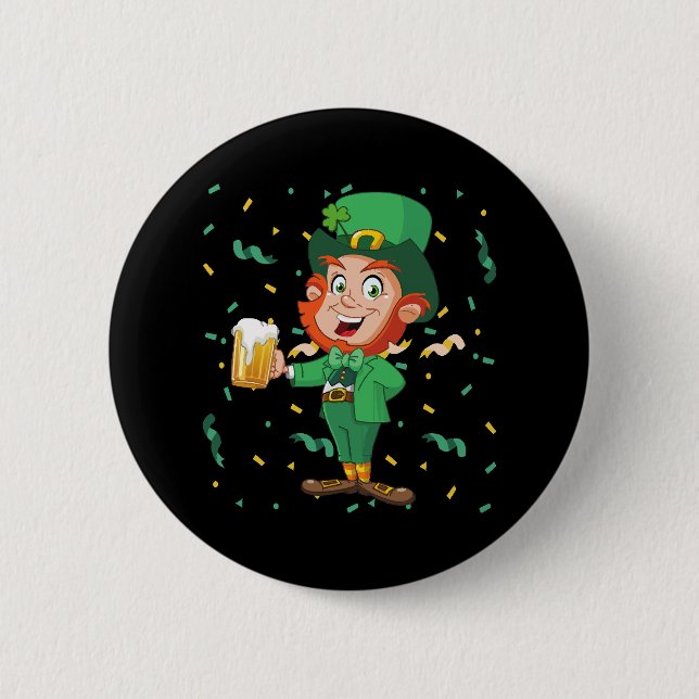 Kobold trinkt Bier St. Patrick's Day Button (Vorderseite)