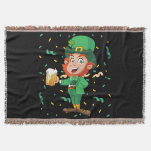 Kobold trinkt Bier St. Patrick's Day Decke