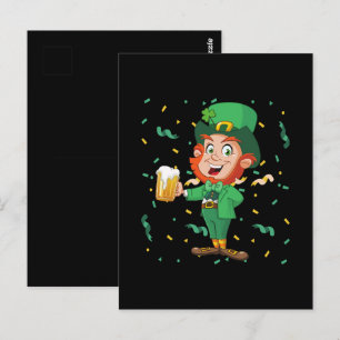 Kobold trinkt Bier St. Patrick's Day Postkarte