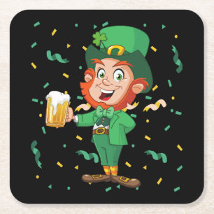 Kobold trinkt Bier St. Patrick's Day Rechteckiger Pappuntersetzer