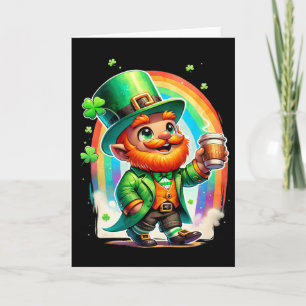 Kobold trinkt Kaffee Irischer St. Patrick's Day Karte
