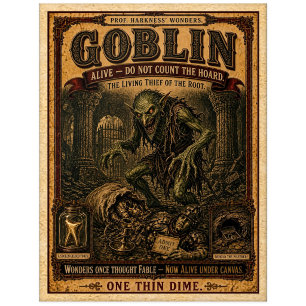 Kobold, Vintage-Zirkusmonster Postkarte