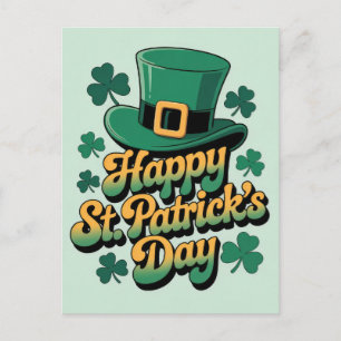 Koboldmütze & Kleeblätter Frohen St. Patrick's Day Postkarte
