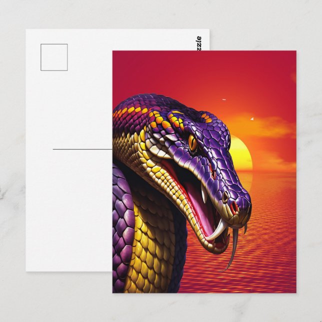 Kobraschlange mit lebhaften lila- und gelben Waage Postkarte (Vorne/Hinten)