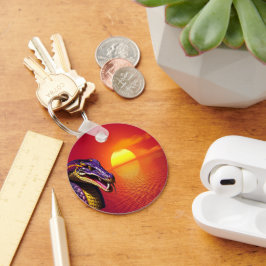 Kobraschlange mit lebhaften lila- und gelben Waage Schlüsselanhänger