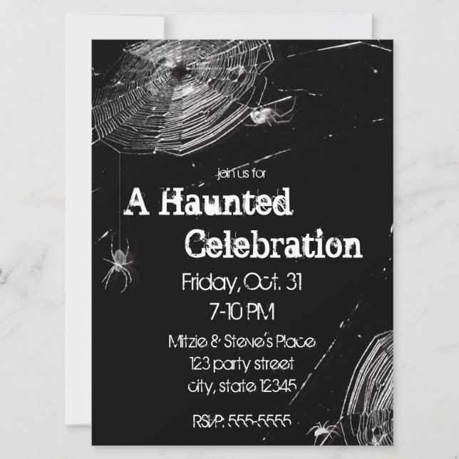 Kobrenne und Weiße Spinnen Halloween-Party Einladung (Vorderseite)