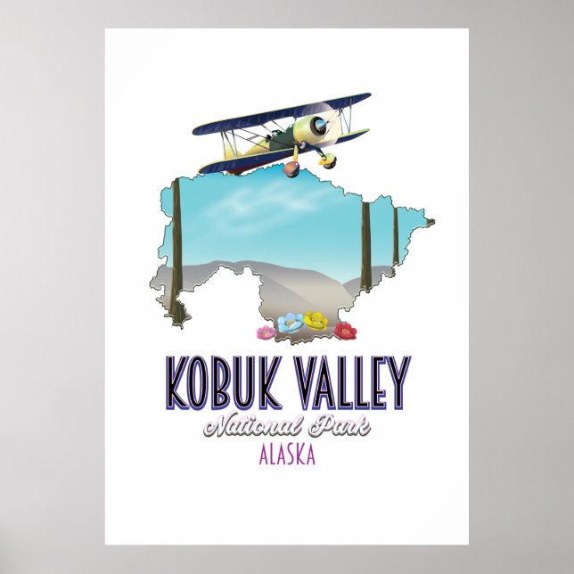 Kobuk Valle Alaska Nationalpark Karte Poster (Vorne)