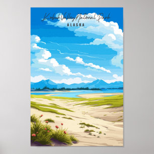 Kobuk Valley Alaska Vintage Illustration Poster