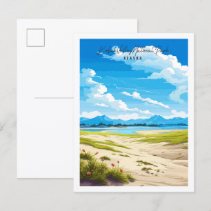 Kobuk Valley Alaska Vintage Illustration Postkarte