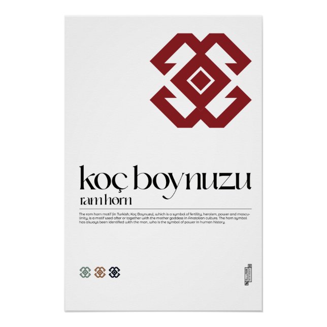 Koç Boynuzu (Ram Horn) Turkic Motif Poster (Vorderseite)