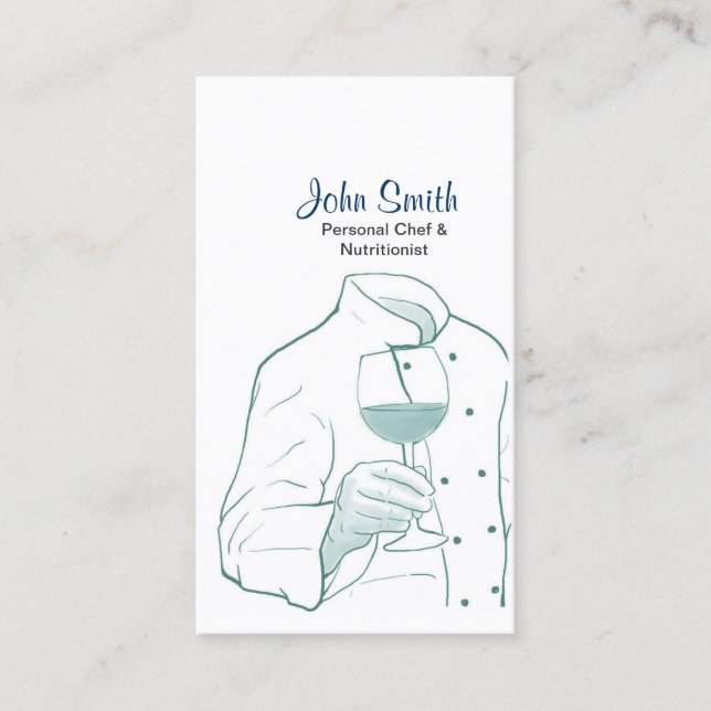 Koch Anzug und Wein Zeichnend Visitenkarte (Vorderseite)