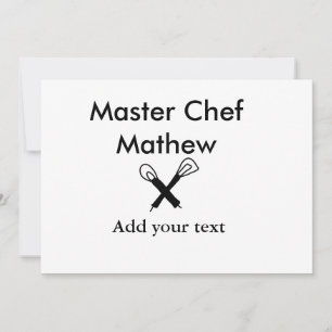 Koch-Bäckerei-Meister Koch hinzufügen Textname Cut Einladung