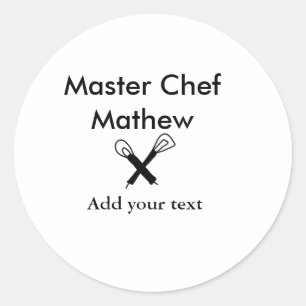Koch-Bäckerei-Meister Koch hinzufügen Textname Cut Runder Aufkleber