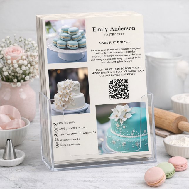 Koch Bäckerei Services Foto QR Code Flyer (Pastry Chef Bakery Services Photo QR Code Flyer)