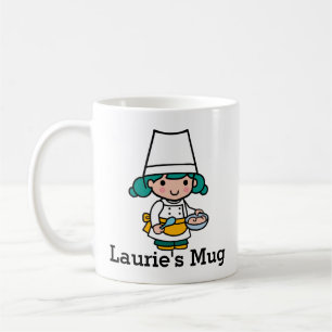 Koch/Bäckermädchen in der Schürze Kaffeetasse
