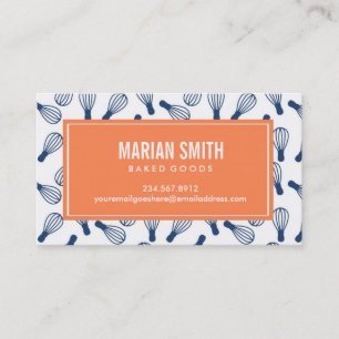 Koch, Baker Business Card Weiß, Orange & Blau Visitenkarte