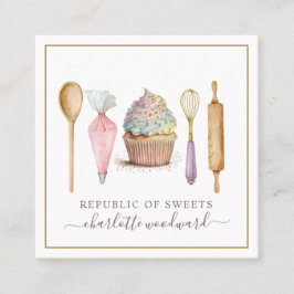 Koch Baker's Utensils Cupcake Bäckerei Konditorei Quadratische Visitenkarte