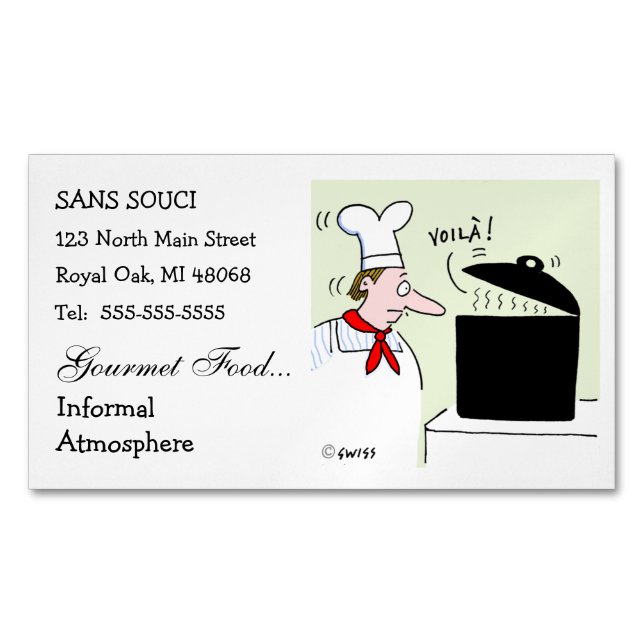 Koch Cartoon Niedlich Funny Restaurant Catering Magnetische Visitenkarte (Vorderseite)