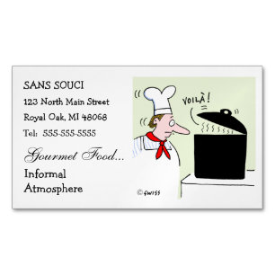 Koch Cartoon Niedlich Restaurant Catering Magnetische Visitenkarte