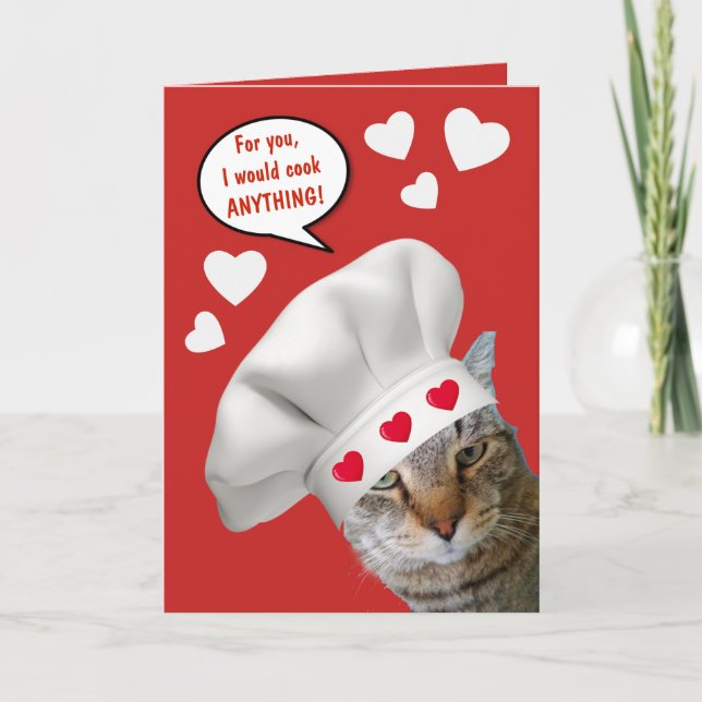 Koch Cat Funny Valentine's Day Feiertagskarte (Vorderseite)