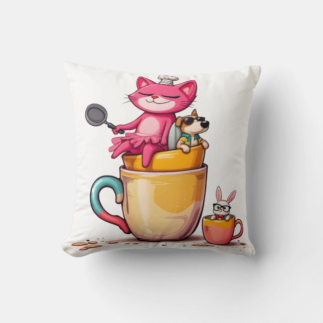 Koch Cat Kaffee Break Kissen Kissen (Vorderseite)
