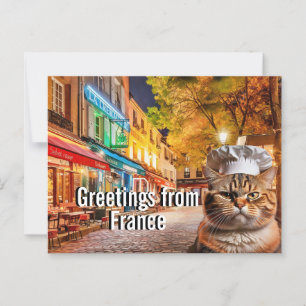 Koch Cat sendet Grüße aus Frankreich Postkarte