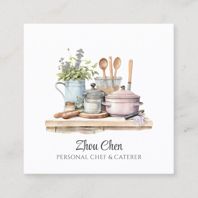 Koch Caterer Business Card Quadratische Visitenkarte (Vorderseite)