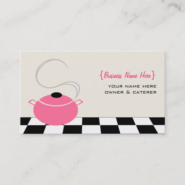 Koch / Caterer Business Card - rosa Kochplatte Visitenkarte (Vorderseite)