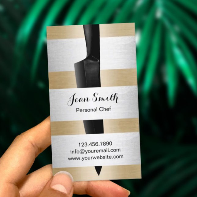 Koch Catering Black Knife Gold Silber Visitenkarte (Von Creator hochgeladen)