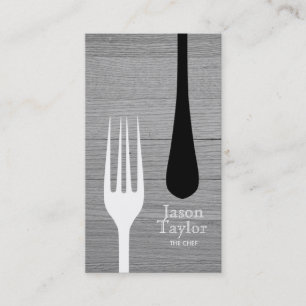 Koch Catering Restaurant Food Fork Logo Grau Wood Visitenkarte
